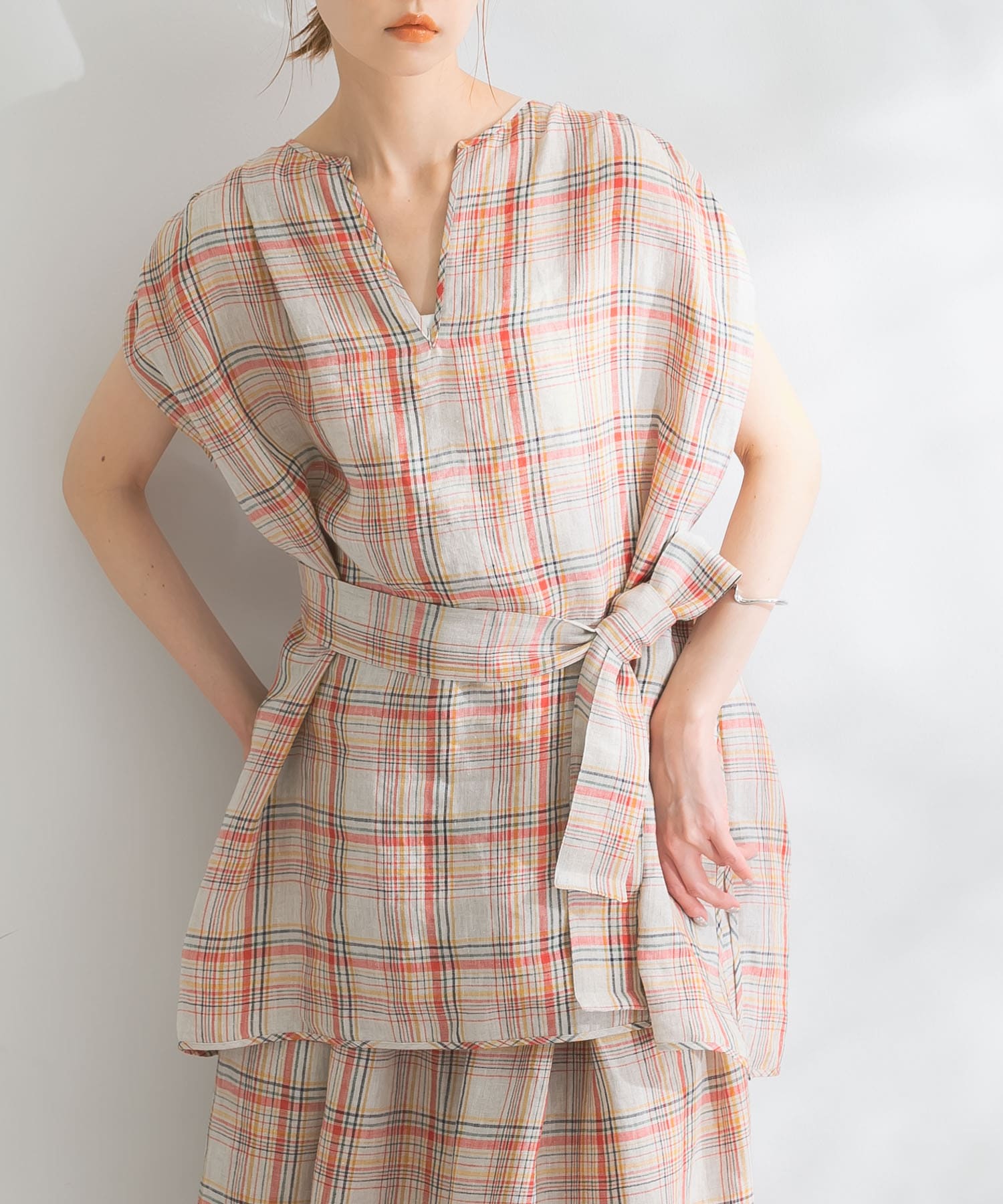 アパレル通販サイトランキング LINEN POSTELEGANT CHECK TOP[TP23S0003-RL35]｜URBAN GATHERED トップス