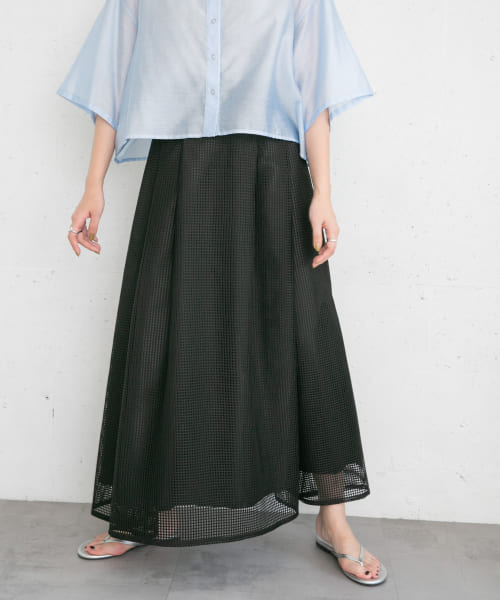 メッシュタックフレアスカート