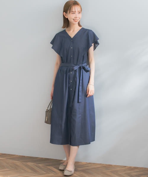 『WEB限定』『UR TECH WORKLUXE』デニムフレアスリーブワンピース