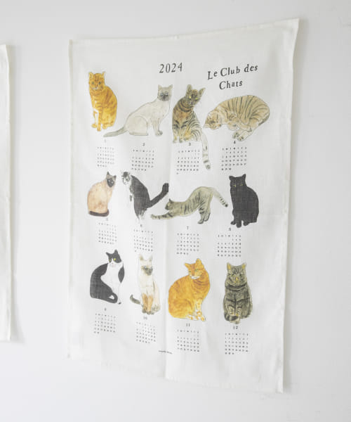 『WEB限定』fog linen work　2024 リネンカレンダークロス 猫クラブ