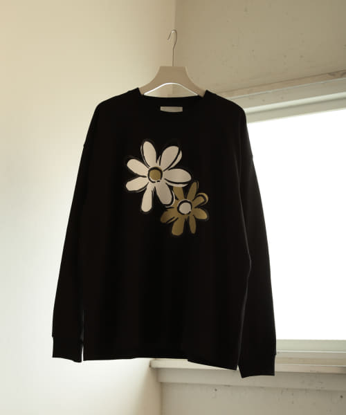 ポップアートフラワープリントロングTシャツ A