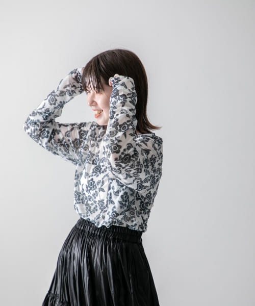 FUMIE=TANAKA　sheer print long t-shirts
