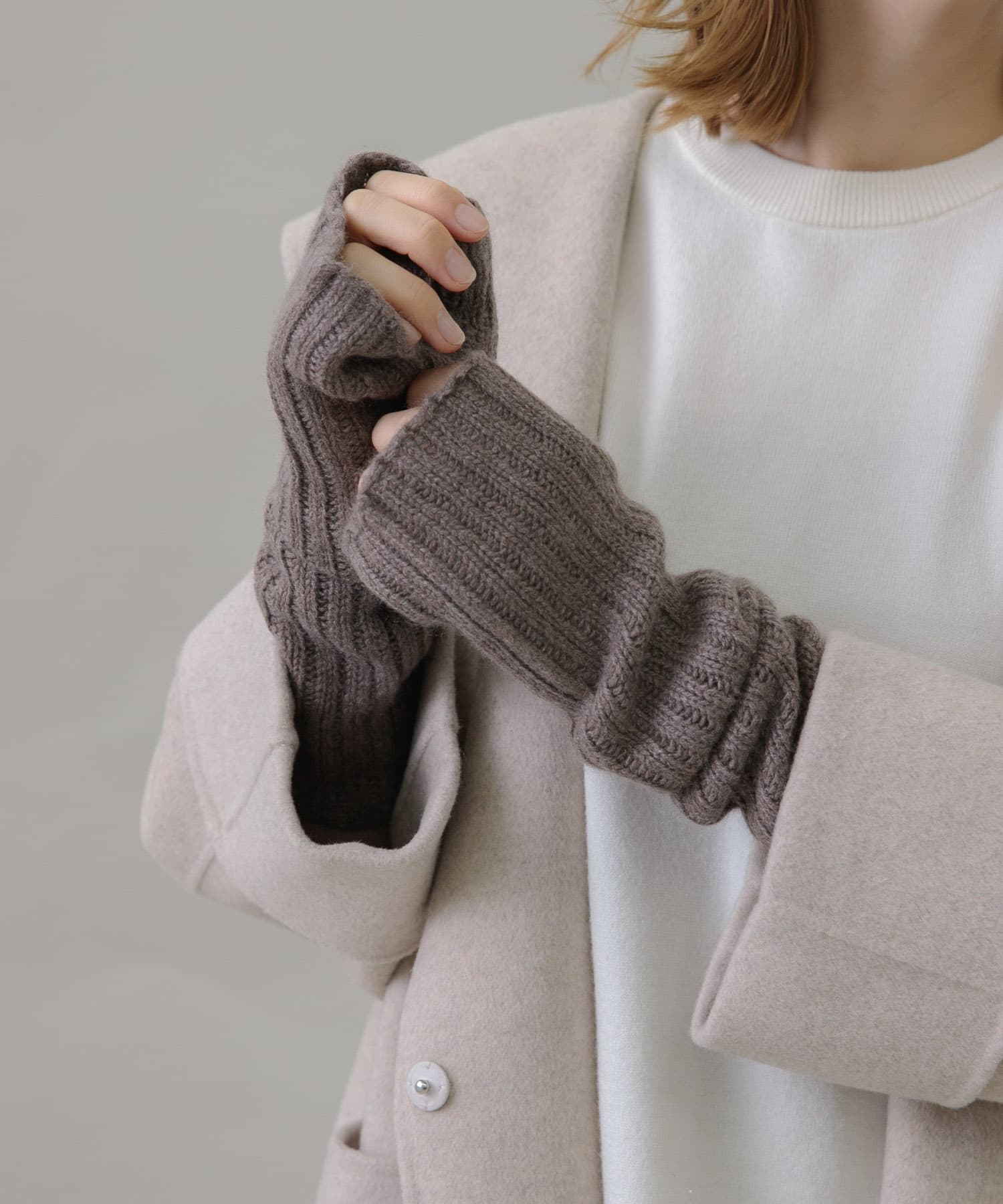 William Brunton Hand Knits リブ編みアームウォーマー[299-SL37