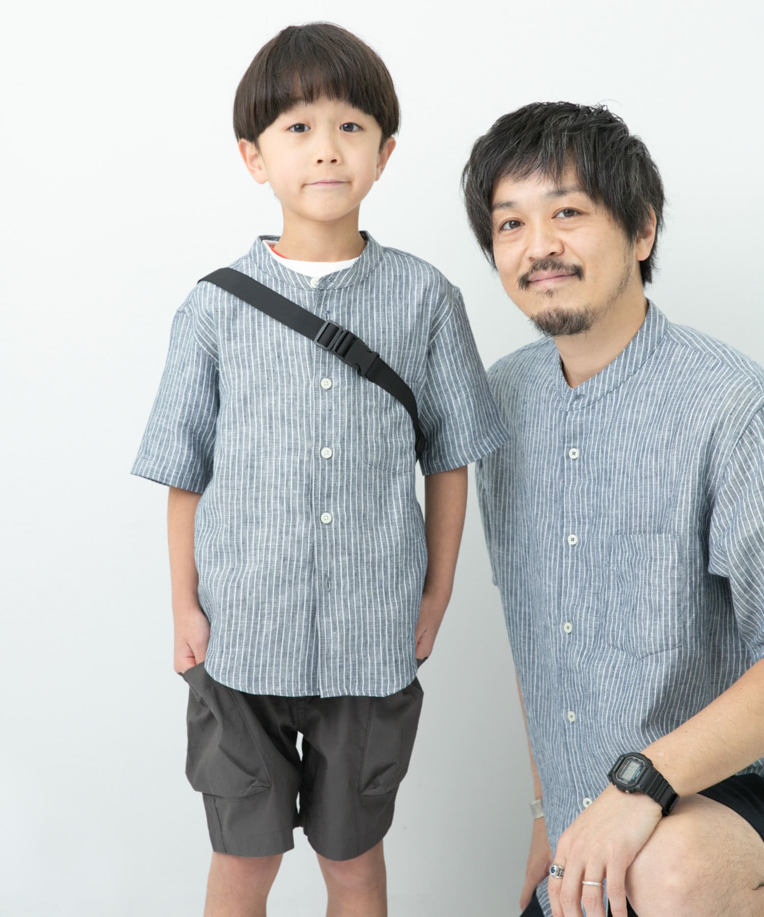親子リンク』シルケットリネンバンドカラーシャツ(KIDS)[DR45