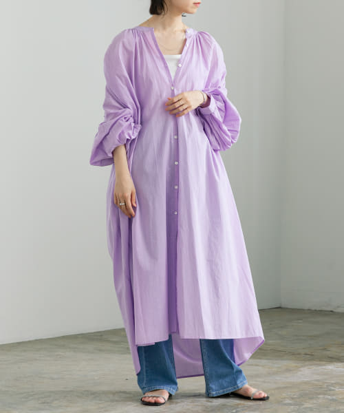 [URBAN RESEARCH][コットンボイルギャザーシャツワンピース]