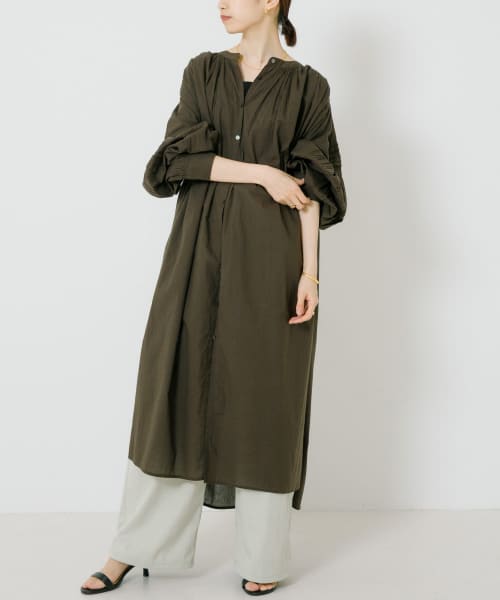 [URBAN RESEARCH][コットンボイルギャザーシャツワンピース]