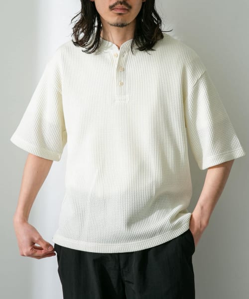 ワッフルヘンリーショートスリーブTシャツ