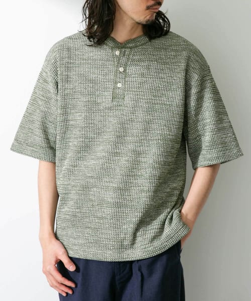ワッフルヘンリーショートスリーブTシャツ