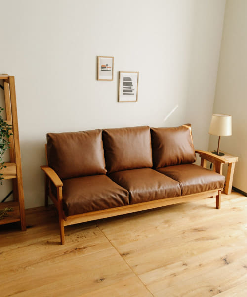 BOTHY　PVC Sofa 3P オーク無垢材