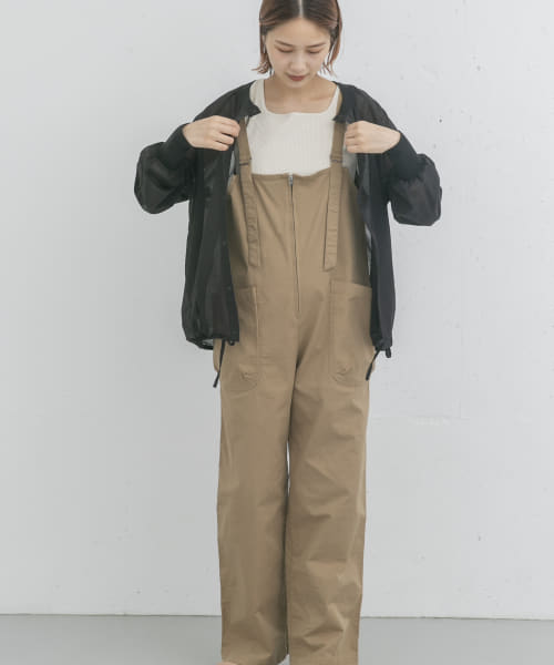 製品洗いジップデザインサロペット
