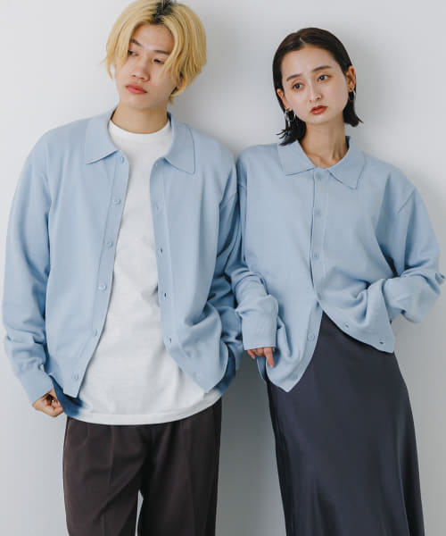 『ユニセックス』『洗濯可』ストレッチシャツカーディガン