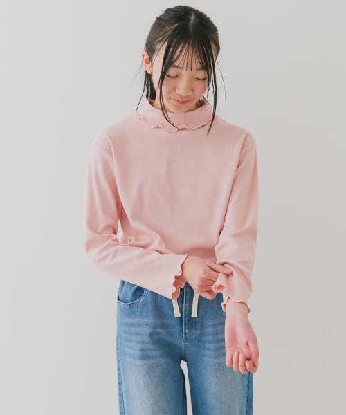 『WEB/一部店舗限定サイズ』メローフリルリブタートルネックTシャツ(KIDS)