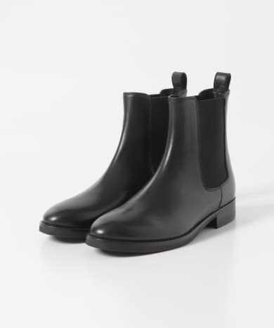 黒 レザー サイドゴアブーツ REEFUR（CORSO ROMA 9＞レザー リブ