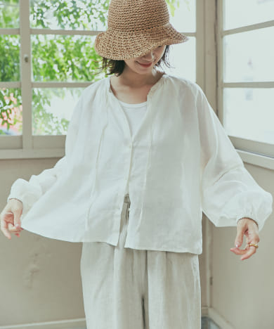 リネンハシゴレースブラウス