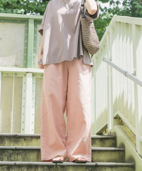 リネンレーヨンシャーリングパンツ