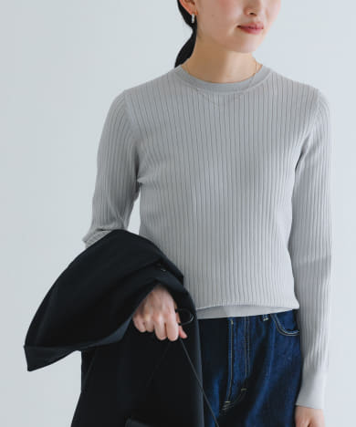 『WEB限定』クルーネックコンパクトリブニット