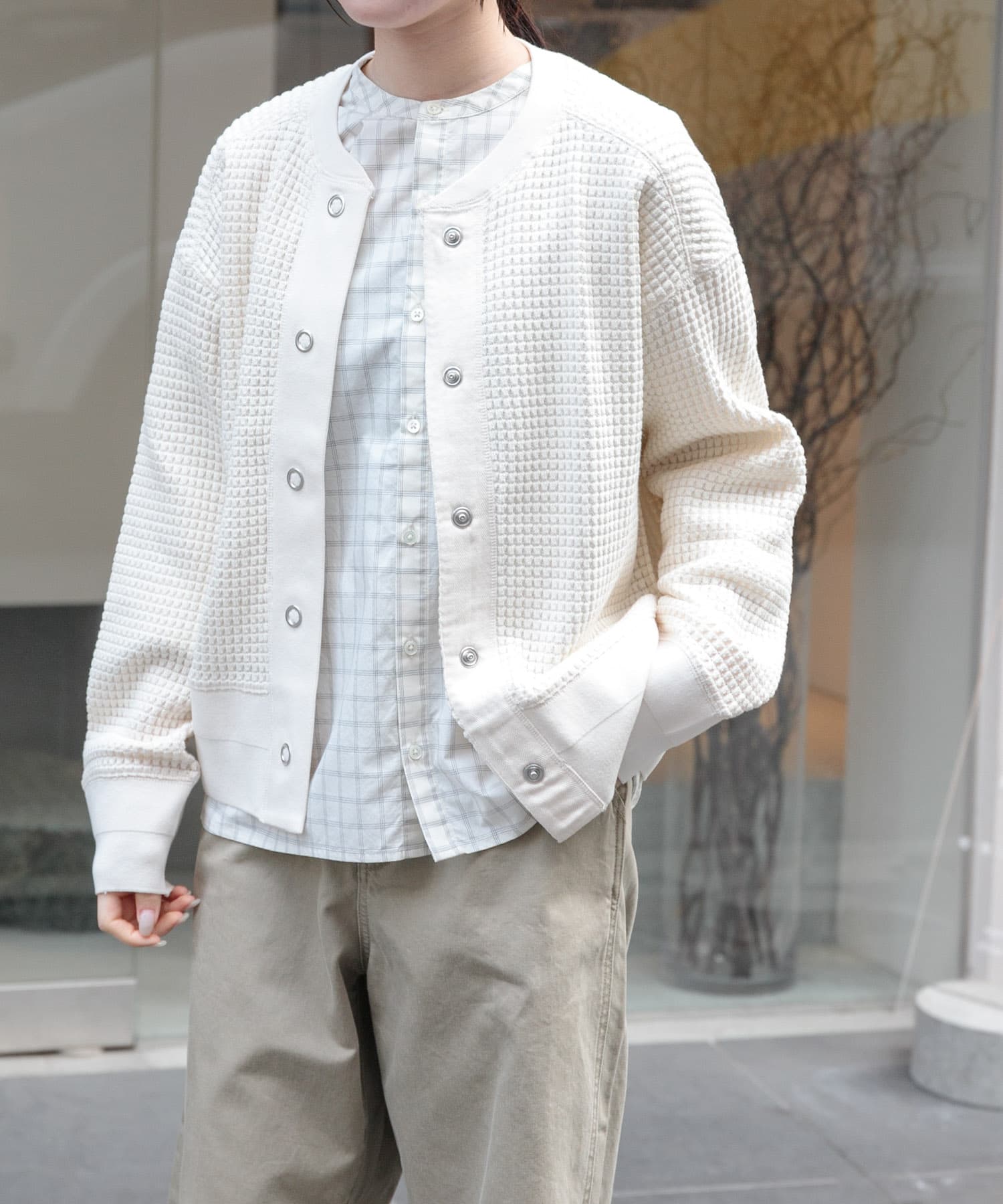 URBAN RESEARCH ITEMS｜ワッフル編み Vネックニットカーディガン