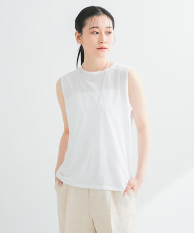 new basic　ドライツイストノースリーブカットソー