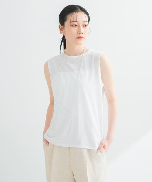 new basic　ドライツイストノースリーブカットソー