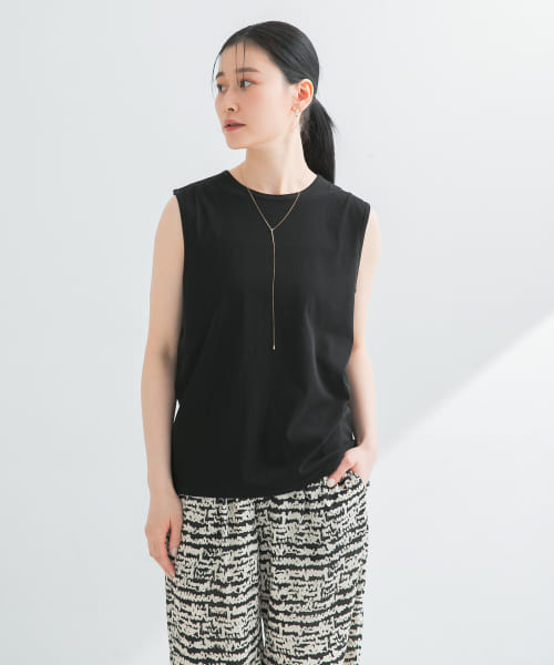 new basic　ドライツイストノースリーブカットソー