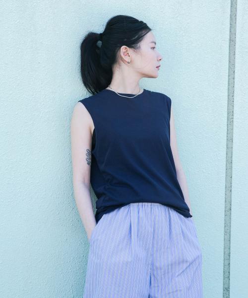new basic　ドライツイストノースリーブカットソー
