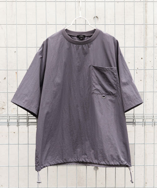 『撥水/イージーケア/接触冷感/UVカット』タスランナイロンクルーネックドロストTシャツ