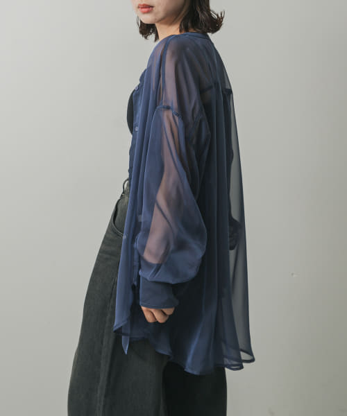 『一部WEB限定カラー』バンドカラーシャンブレーシアーシャツ