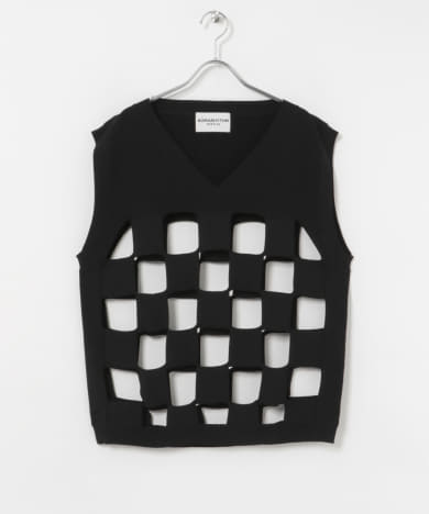NOMARHYTHM TEXTILE　Cut-Out Checker Knit Vest