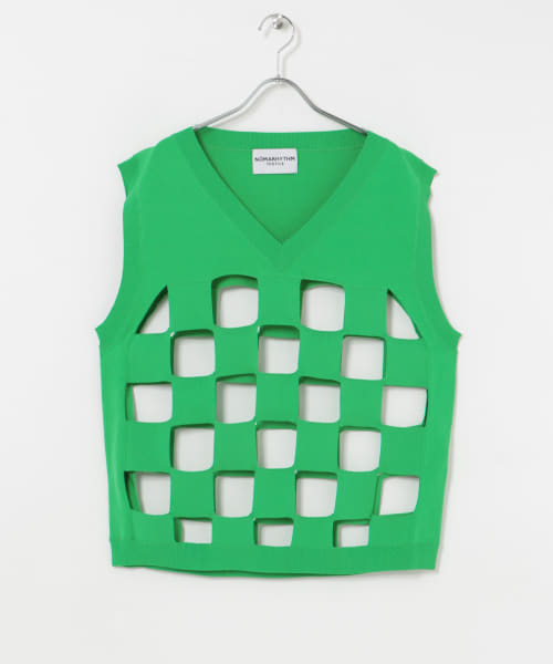 NOMARHYTHM TEXTILE　Cut-Out Checker Knit Vest