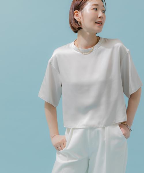 F by ROSSO　ウォッシャブルサテンTシャツ