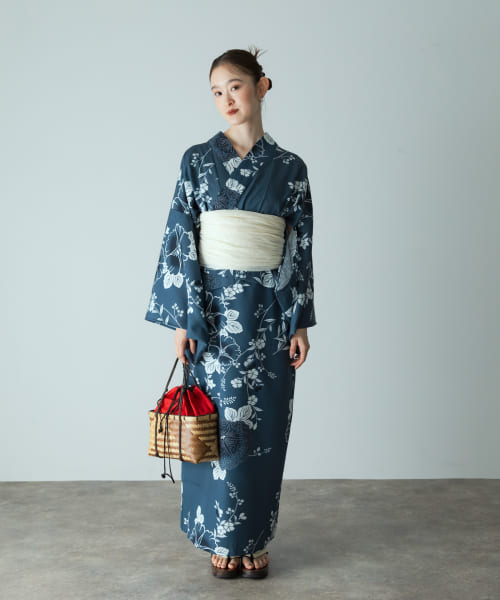 浴衣3点セットワンピース(変織紅梅)