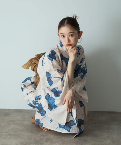 浴衣3点セットワンピース(変織紅梅)