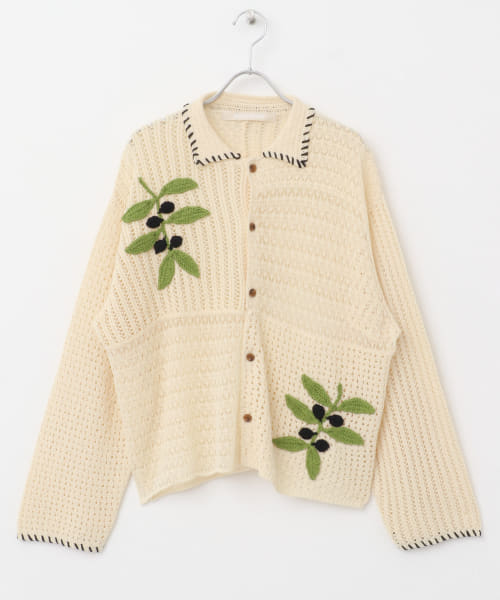 leinwande　Olive Crochet Shirts