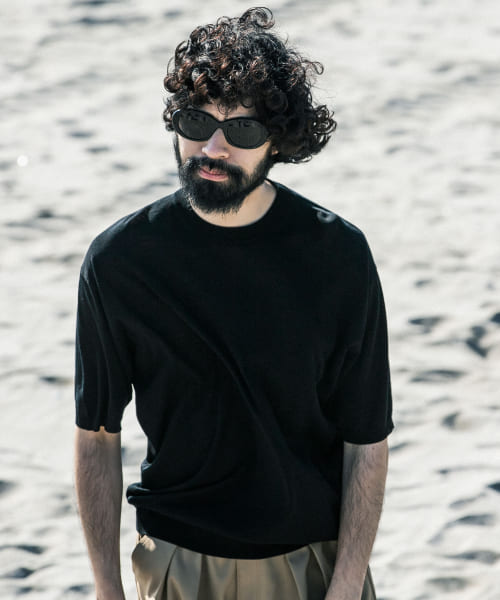 new basic　WOOL SILK KNIT T-SHIRTS