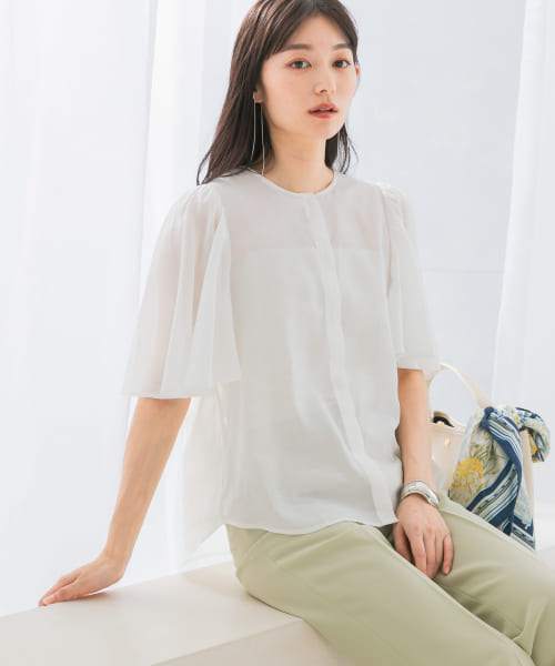 『WEB限定』ウォッシャブルギャザースリーブブラウス