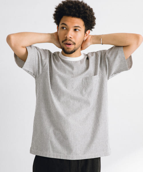 接触冷感リネン混ショートスリーブTシャツ