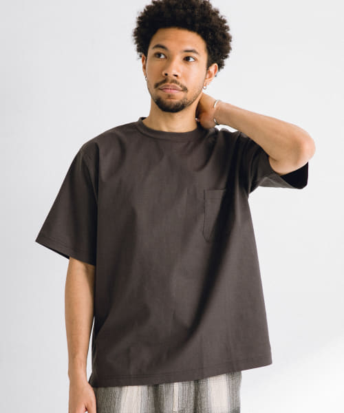 接触冷感リネン混ショートスリーブTシャツ