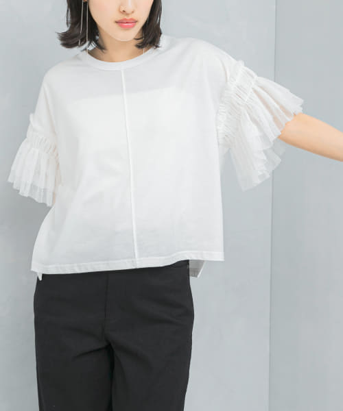 TORRAZZO DONNA　Mesh sleeve T-shirts
