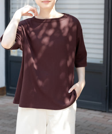 FORK&SPOON　ミニワッフル5分袖Tシャツ