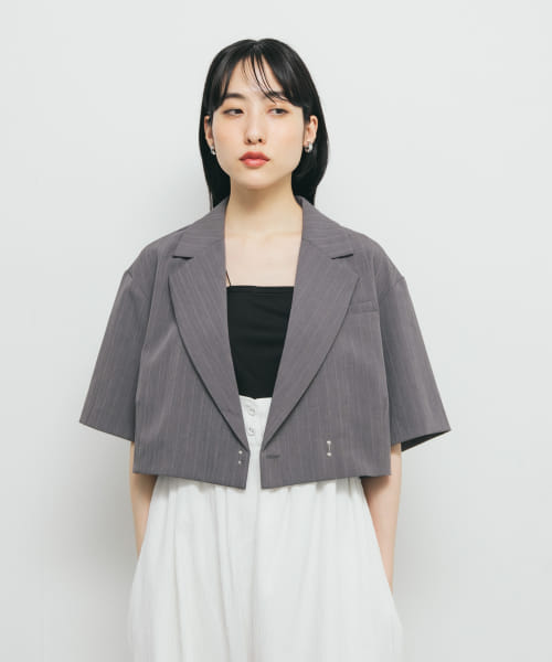 ストライプショートジャケット