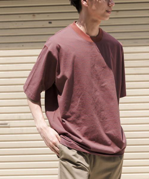 FORK&SPOON　ボーダープレーティングショートスリーブTシャツ