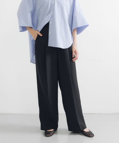 new basic　ダブルクロスキュプラパンツ