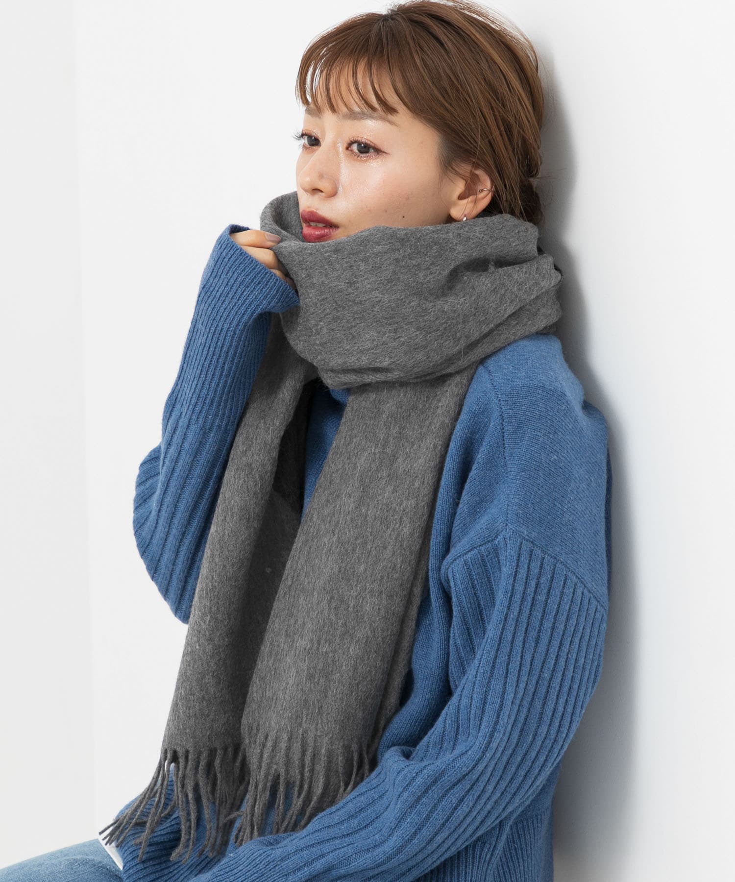 無印良品 カシミヤ ベージュ 大判 填 ストール 膝掛け