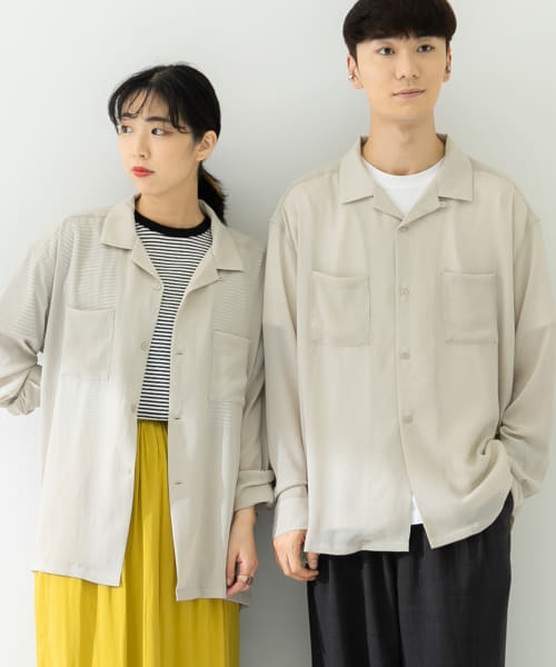 『ユニセックス』シアーヨウリュウオープンカラーシャツA