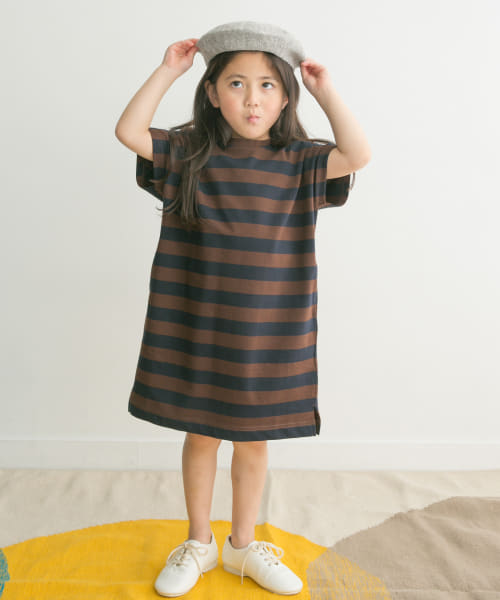 FORK&SPOON　ボーダーカットソーワンピース(KIDS)