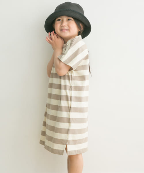 FORK&SPOON　ボーダーカットソーワンピース(KIDS)