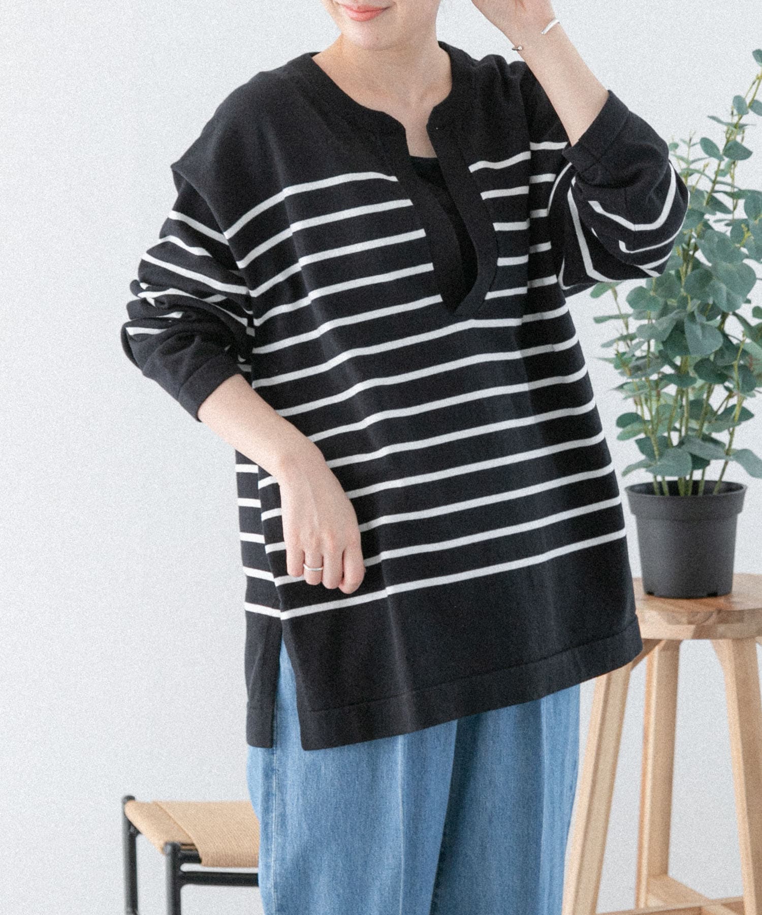 FORK&SPOON スリットネックボーダーニット[DF34-22V071]｜URBAN