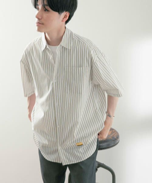 ddp　Stripe Loose Short-Sleeve Shirts