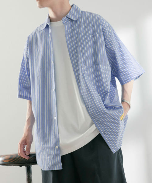 ddp　Stripe Loose Short-Sleeve Shirts