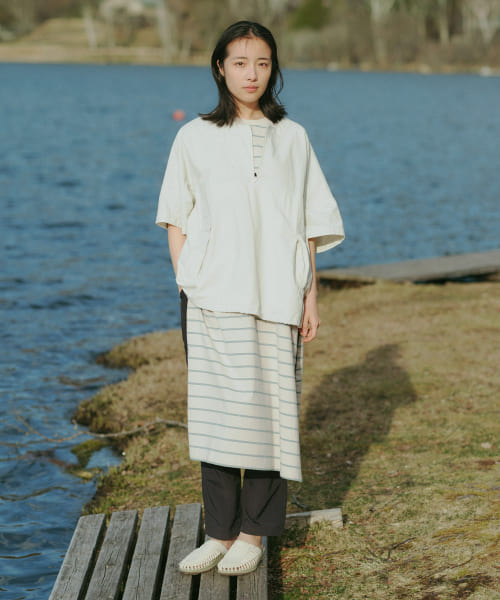 [EKAL][ネイチャーボーダーショートスリーブワンピース]